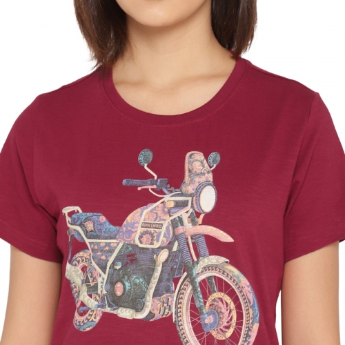 여성 히말라얀 체리 레드 반팔 티셔츠